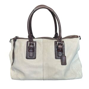 Coach Hampton F12444 Beige Brown Leather Satchel Bag